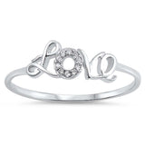 Sterling Silver Love Shaped Clear CZ RingAnd Face Height 5mm