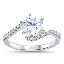 Load image into Gallery viewer, Sterling Silver Engagement Ring with Clear CZ Round Center StoneAnd Face Height of 10 MM
