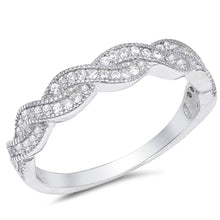 Load image into Gallery viewer, Sterling Silver Rhodium Plated Infinity Shaped Clear CZ Ring and Face Height 4mm