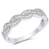 Sterling Silver Rhodium Plated Infinity Shaped Clear CZ Ring and Face Height 4mm