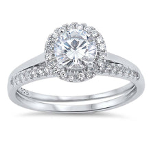 Load image into Gallery viewer, Sterling Silver Round Shaped Cubic Zirconia Wedding RingAnd Face Height 9mmAnd Width 2mm