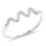 Sterling Silver Wavy Shaped Clear CZ RingAnd Face Height 5mm