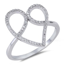 Load image into Gallery viewer, Sterling Silver Heart Shaped Clear CZ RingAnd Face Height 18mm