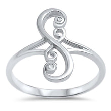 Load image into Gallery viewer, Sterling Silver Celtic Shaped Clear CZ Ring And Face Height 17mm