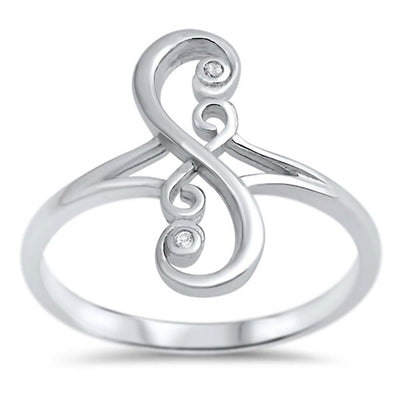 Sterling Silver Celtic Shaped Clear CZ Ring And Face Height 17mm