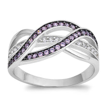Load image into Gallery viewer, Sterling Silver Infinity Shaped Clear CZ Ring With Pink StonesAnd Face Height 10mm