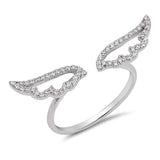 Sterling Silver Wings Shaped Clear CZ RingAnd Face Height 6mm