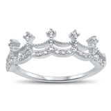 Sterling Silver Crown Shaped Clear CZ Ring, Face Height 6mm
