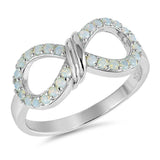 Sterling Silver Infinity Shape White Lab Opal RingsAnd Face Height 10mm