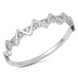 Sterling Silver Waves Shaped Clear CZ RingAnd Face Height 4mm