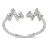 Sterling Silver Zig Zag Shaped Clear CZ RingAnd Face Height 6mm