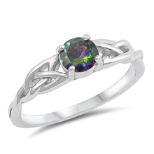 Load image into Gallery viewer, Sterling Silver Round With Rainbow Topaz And Cubic Zirconia Ring