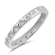 Load image into Gallery viewer, Sterling Silver Triangles Shaped With Hamsa CZ RingAnd Face Height 3mm