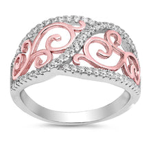 Load image into Gallery viewer, Sterling Silver Rose Gold Plated Celtic Shaped Clear CZ RingAnd Face Height 12mm