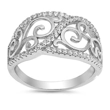 Load image into Gallery viewer, Sterling Silver Celtic Shaped Clear CZ RingAnd Face Height 12mm