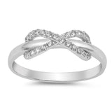 Sterling Silver Infinity Shaped Clear CZ RingsAnd Face Height 6mm
