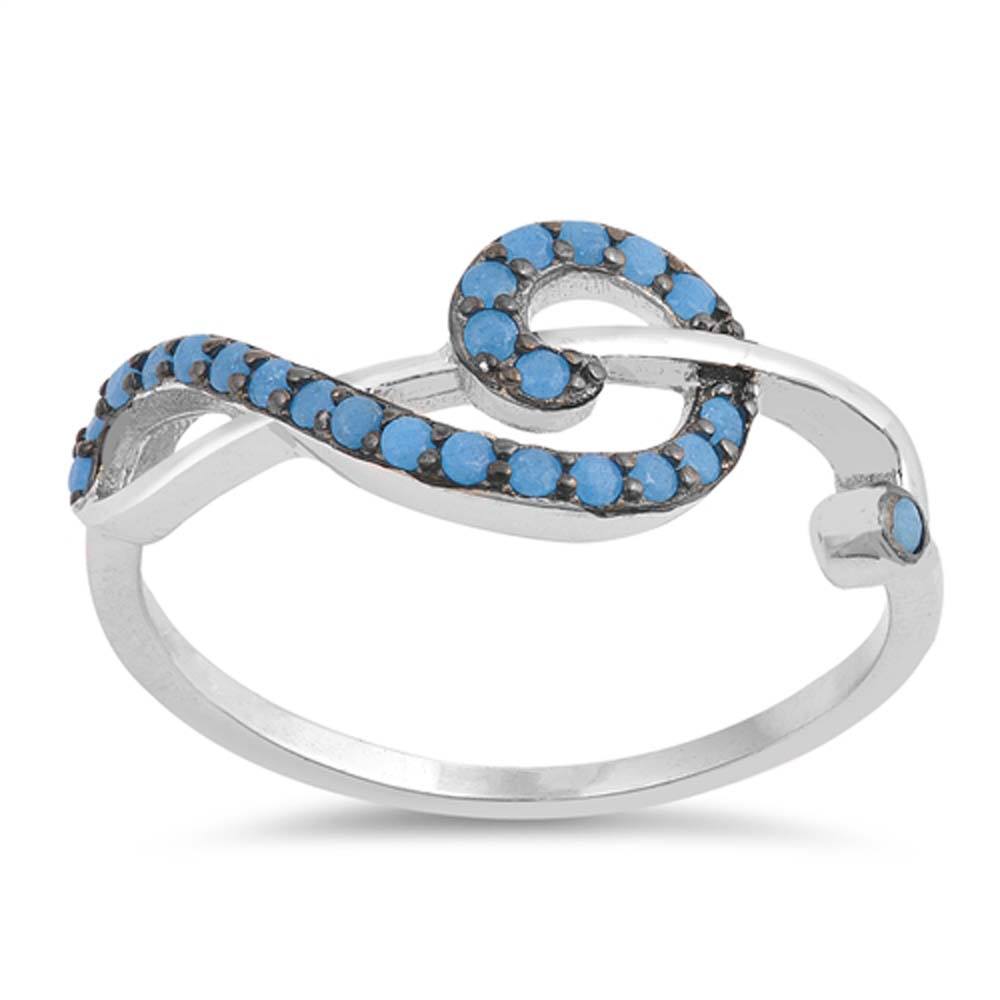 Sterling Silver With Nano Imitation Turquoise Cubic Zirconia Stone RingAnd Face Height 8mm