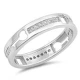 Sterling Silver Round Shaped With Lock And Key CZ RingAnd Face Height 4mm