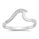 Sterling Silver Wave Shaped Clear CZ RingsAnd Face Height 7mm