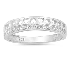 Load image into Gallery viewer, Sterling Silver Heart Shaped Clear CZ RingsAnd Face Height 4mm