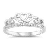 Sterling Silver Crown Shaped Clear CZ RingsAnd Face Height 6mm