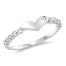 Load image into Gallery viewer, Sterling Silver Heart Shaped Clear CZ RingsAnd Face Height 4mm