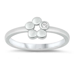 Sterling Silver Flower Cubic Zirconia Ring