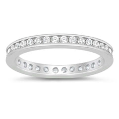 Sterling Silver Rhodium Plated Cubic Zirconia Eternity Ring