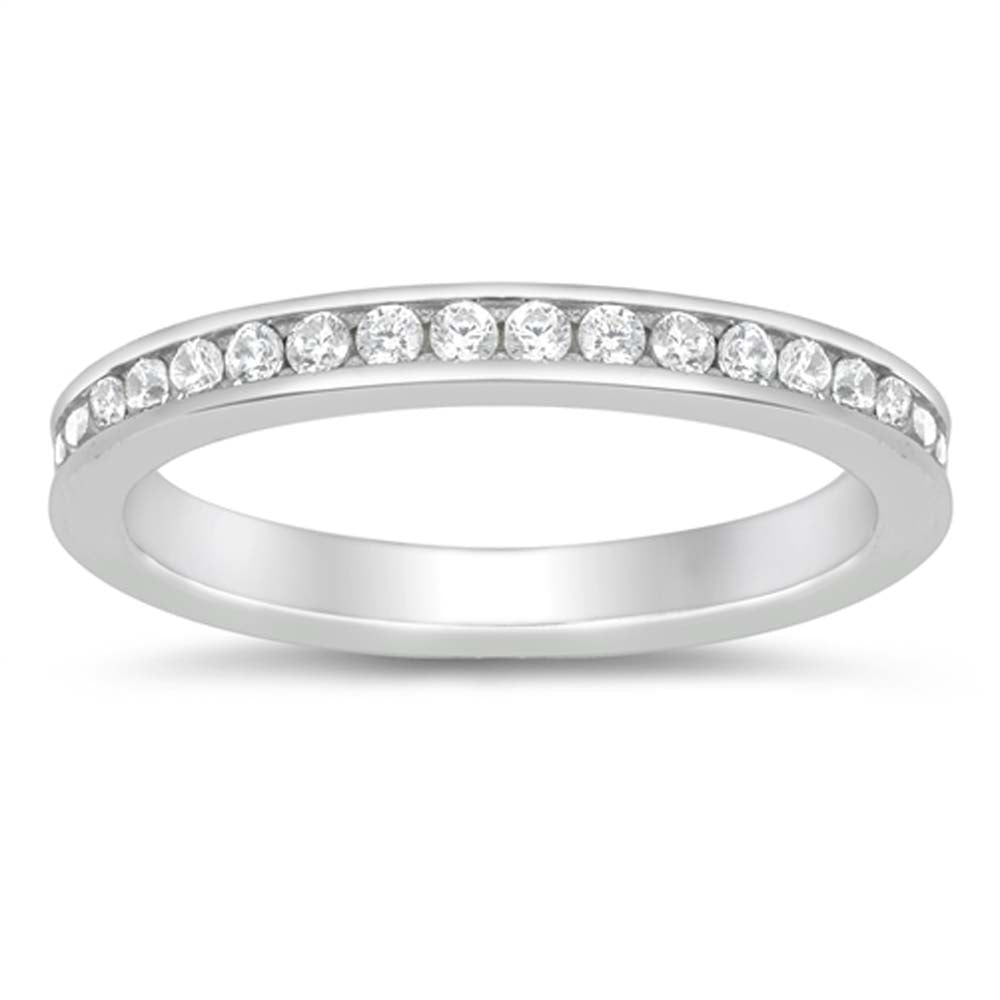 Sterling Silver Round Cubic Zirconia Eternity Ring