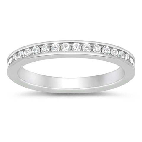 Sterling Silver Round Cubic Zirconia Eternity Ring