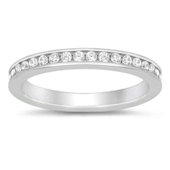 Sterling Silver Round Cubic Zirconia Eternity Ring