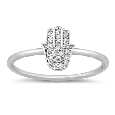 Sterling Silver Hand Of God Cubic Zirconia Ring