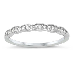 Sterling Silver Braided Band Cubic Zirconia Ring