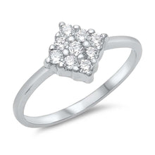 Load image into Gallery viewer, Sterling Silver Diamond Shape Cubic Zirconia Ring