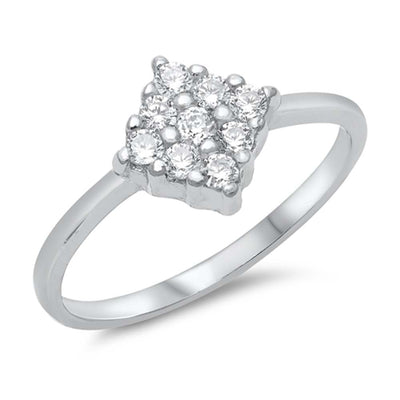 Sterling Silver Diamond Shape Cubic Zirconia Ring