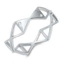 Load image into Gallery viewer, Sterling Silver Geometric Cubic Zirconia Ring