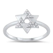 Load image into Gallery viewer, Sterling Silver Star Of David Cubic Zirconia Ring