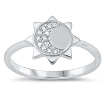 Load image into Gallery viewer, Sterling Silver Moon And Sun Cubic Zirconia Ring