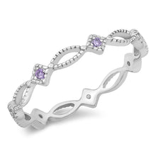 Load image into Gallery viewer, Sterling Silver Amethyst CZ Ring Face Height-3mm