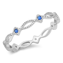 Load image into Gallery viewer, Sterling Silver Blue Sapphire CZ Ring Face Height-3mm