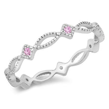 Load image into Gallery viewer, Sterling Silver 3MM pink CZ Ring
