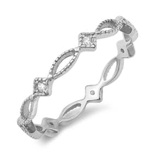 Load image into Gallery viewer, Sterling Silver Diamond Cut Cubic Zirconia Ring
