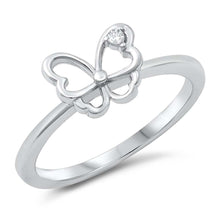 Load image into Gallery viewer, Sterling Silver Butterfly Cubic Zirconia Ring