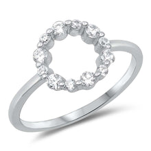 Load image into Gallery viewer, Sterling Silver Circle Cubic Zirconia Ring