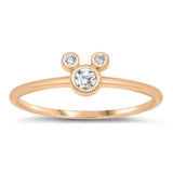 Sterling Silver Rose Gold Plating Mouse Clear CZ Ring