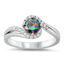 Load image into Gallery viewer, Sterling Silver Round With Rainbow Topaz And Cubic Zirconia Ring