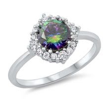 Load image into Gallery viewer, Sterling Silver Round With Rainbow Topaz And Cubic Zirconia Ring