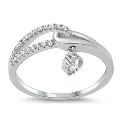 Sterling Silver Dangling Teardrop Cubic Zirconia Ring