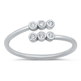 Sterling Silver Rhodium Plated Clear CZ Ring