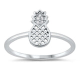 Sterling Silver Pineapple Shaped Cubic Zirconia Ring